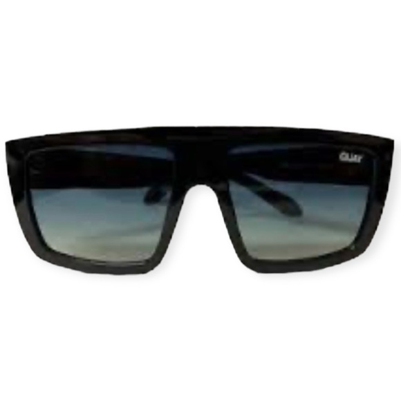 QUAY Get In Line Sunglasses Black Frame Green Smoke Gradient Lens Shield NWT - Picture 3 of 6